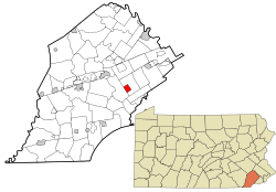 Chester County Pennsylvania incorporated and unincorporated areas West Chester highlighted